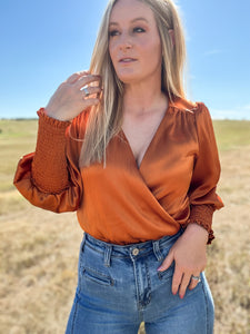 Is It Too Early For Pumpkin Spice Satin Bodysuit