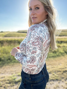 The Take Me To The Rodeo Paisley Bodysuit- Ivory