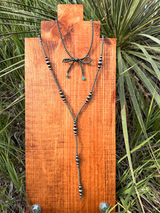 The Reagan Faux Silver Pearl Lariat Necklace