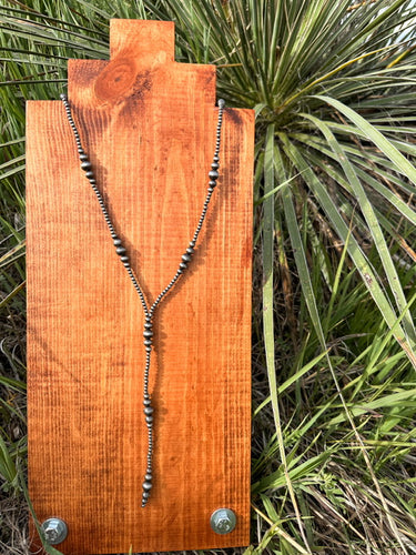 The Reagan Faux Silver Pearl Lariat Necklace