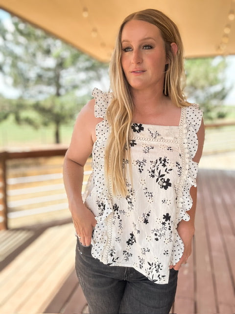 The Abigail Eyelet Embroidered Ruffle Top