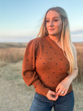 The Caroline Bronze Polka Dot Sweater