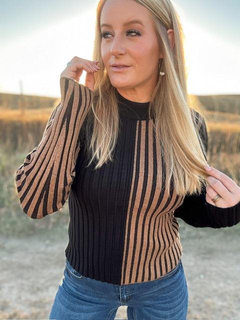 The Suede Ribbed Knit Sweater
