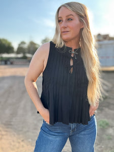 The Miles Front Tie Pleated Blouse