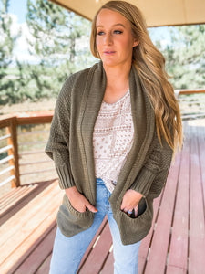 The Falling For You Dolman Cardigan - Olive