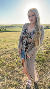 The Mocha Latte Waffle Knit Cardigan