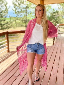 Making Me Blush Lace Duster
