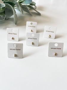 Mini Gold Plated Initial Rhinestone Earrings
