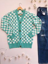 Tickle Me Turquoise Checkered Cardigan