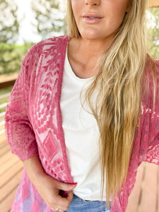 Making Me Blush Lace Duster